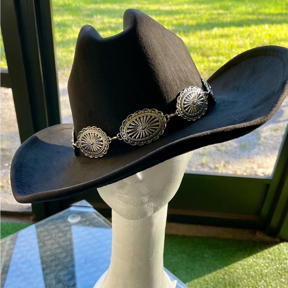 New Black Western Suede Cowboy Hat - Picture 14 of 16